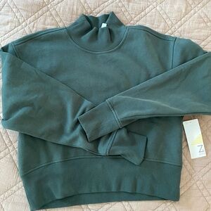 Zella mockneck Green cropped sweatshirt NWT
